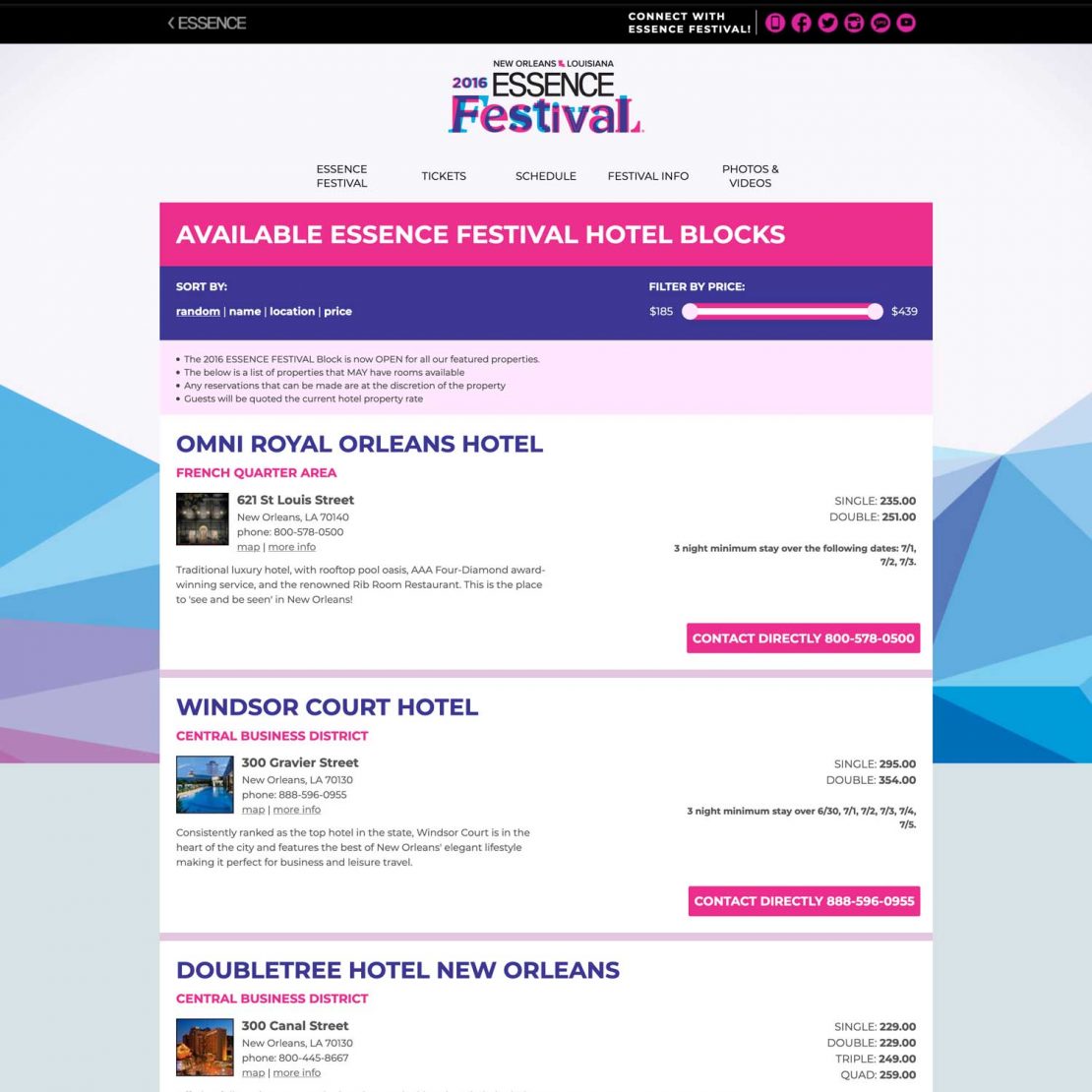 Essence Festival Hotels 20bs